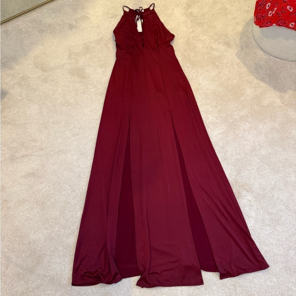 NWT Wyldr Formal Wine/Maroon Sleeveless Halter Maxi Dress Size XS